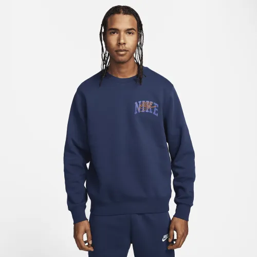 Nike Club Fleece мужские Long-Sleeve Crew-Neck свитшот синий