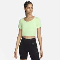 Nike One Classic жіноча Dri-FIT Short-Sleeve Cropped Twist Top колір зелений