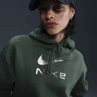 Nike Sportswear Phoenix Fleece женская оверсайз Pullover Graphic Толстовка с капюшоном цвет зеленый