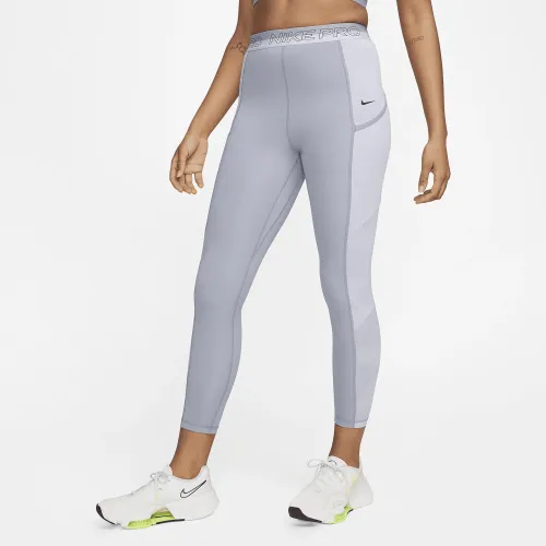 Nike Pro женская С высокой Талией 7/8 тренировочные лосины с карманамицвет фиолетовый