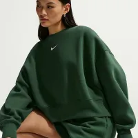 Nike Sportswear Phoenix Fleece женская Over-оверсайз Crew-Neck свитшот цвет зеленый