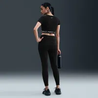 Nike Pro женская Dri-FIT Short-Sleeve Cropped Graphic Top цвет черный