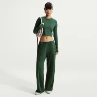 Nike Sportswear Chill Knit женская Slim Long-Sleeve Cropped Top цвет зеленый