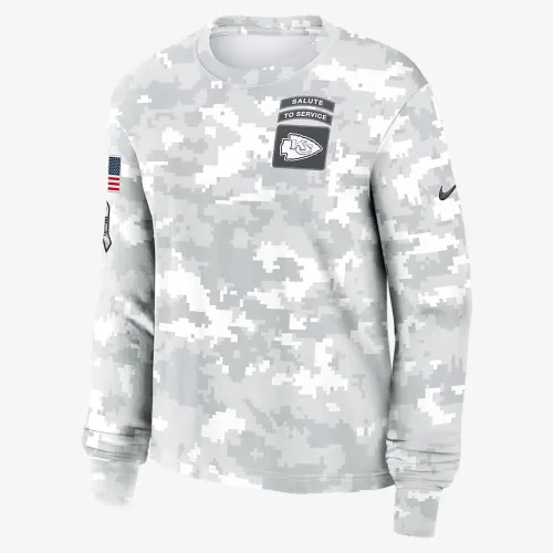 Kansas City Chiefs Salute to Service Edge Lockup женская Nike Dri-FIT NFL Long-Sleeve футболка цвет белый