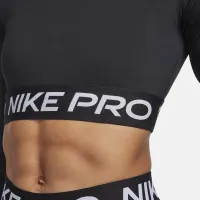 Nike Pro жіноча Dri-FIT Cropped Long-Sleeve Top колір чорний