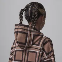 Nike Jordan Brooklyn Essentials Big детские Plaid Print Pullover Толстовка с капюшоном цвет коричневый
