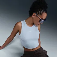 Nike Sportswear Chill Knit женская Tight Cropped Mini-Rib Tank Top синий