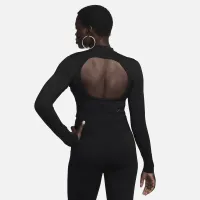 Nike Sportswear Chill Knit женская Slim Long-Sleeve Cropped Sweater 1/2-Zip Top цвет черный