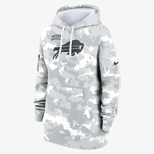 Buffalo Bills Salute to Service Primary Edge Club женская Nike NFL Pullover Толстовка с капюшоном цвет белый