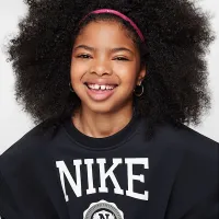 Nike Sportswear Club Big дитячі (Girls') French Terry Crew-Neck світшот колір чорний