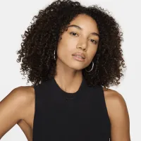 Nike Sportswear Chill Rib женская Tight Mock-Neck Cropped Tank Top цвет черный
