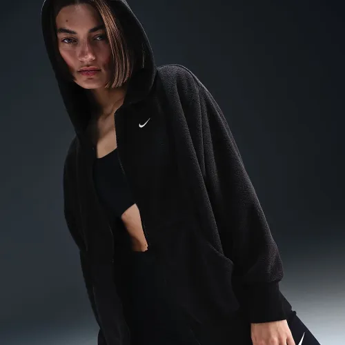 Nike Sportswear Phoenix Plush женская оверсайз Cozy Fleece Full-Zip Толстовка с капюшоном цвет черный