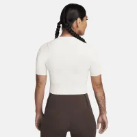 Nike Zenvy Rib женская Dri-FIT Short-Sleeve Cropped Top цвет коричневый