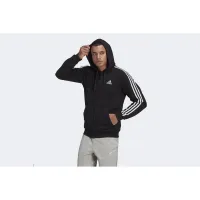 Кофта/футболка adidas Essentials Fleece 3-Stripes Full-Zip Толстовка с капюшоном GK9051 -  Черная