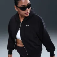 Nike Sportswear Phoenix Fleece жіноча Loose Cropped Full-Zip Толстовка з капюшоном (великі розміри) колір чорний