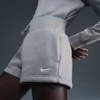 Nike Sportswear Phoenix Fleece женская С высокой Талией Loose шорты цвет зеленый