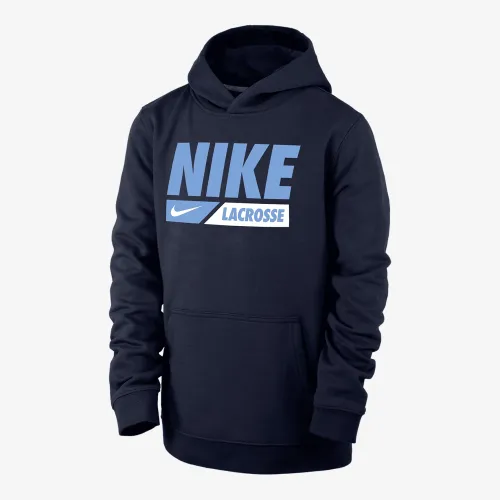 Nike Club Fleece Big дитячі Lacrosse Pullover Толстовка з капюшоном блакитний