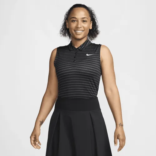 Nike Victory женская Dri-FIT Sleeveless Striped для гольфа Polo цвет черный