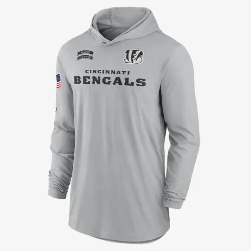 Cincinnati Bengals Salute to Service Edge Mascot Lockup Men’s Nike Dri-FIT NFL Long-Sleeve Hooded Top колір сірий