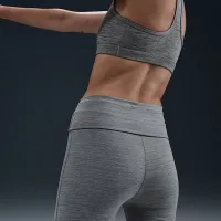 Nike One женская Dri-FIT С высокой Талией Fold-Over Pants цвет серый