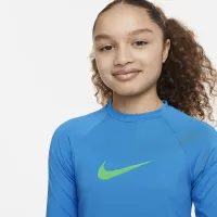 Nike Swim Big детские (Girls') Short-Sleeve Hydroguard синий