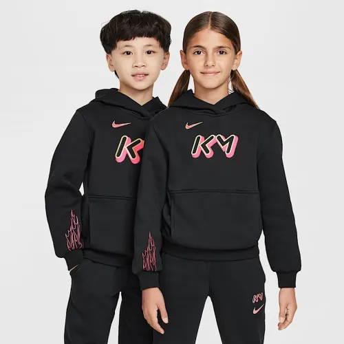 Nike Kylian Mbappé Club Fleece Big детские Soccer Толстовка с капюшоном цвет черный