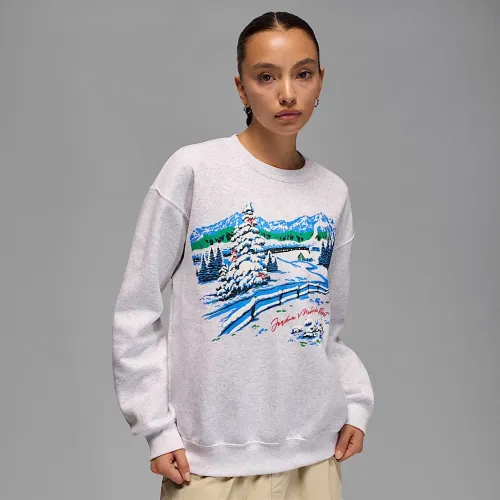 Nike Jordan Brooklyn Fleece женская Crew-Neck свитшот цвет коричневый