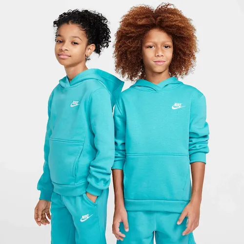 Nike Sportswear Club Fleece Big детские Pullover Толстовка с капюшоном цвет зеленый