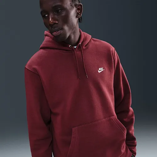 Nike Club мужские Pullover Fleece Толстовка с капюшоном цвет красный