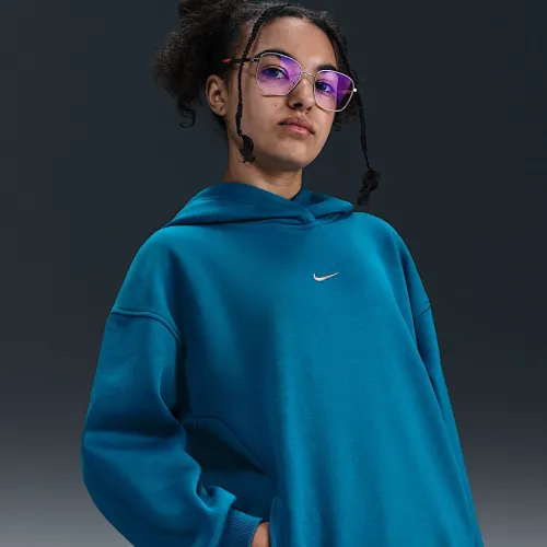 Nike Sportswear Club Fleece Big детские (Girls') оверсайз Толстовка с капюшоном синий