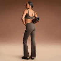 NikeSKIMS Matte женская С высокой Талией Slim Flaцвет красный лосины цвет коричневый
