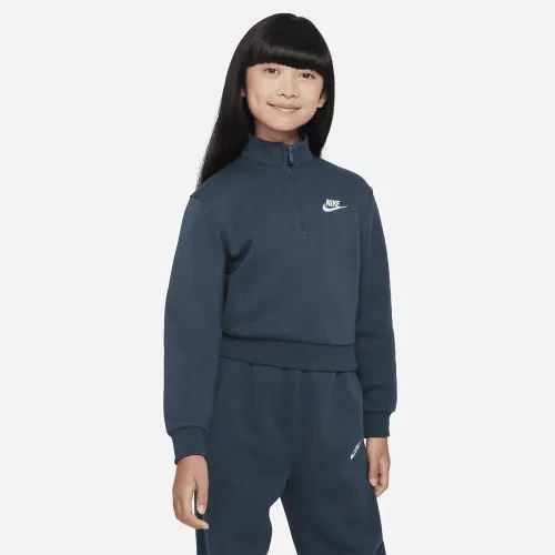 Nike Sportswear Club Fleece Big дитячі (Girls') 1/2-Zip Long-Sleeve Top колір зелений