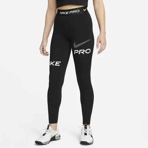 Nike Pro женская Mid-Rise Full-Length Graphic тренировочные лосины цвет черный