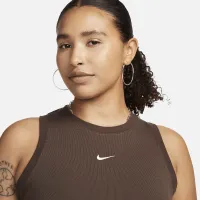 Nike Sportswear Chill Knit женская Tight Cropped Mini-Rib Tank Top цвет коричневый