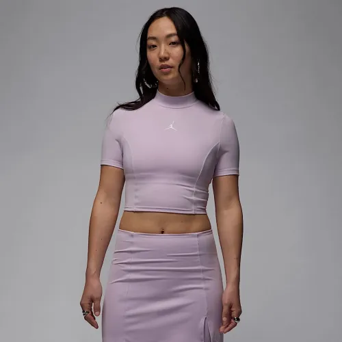 Nike Jordan жіноча Short-Sleeve Knit Crop Top колір фіолетовий