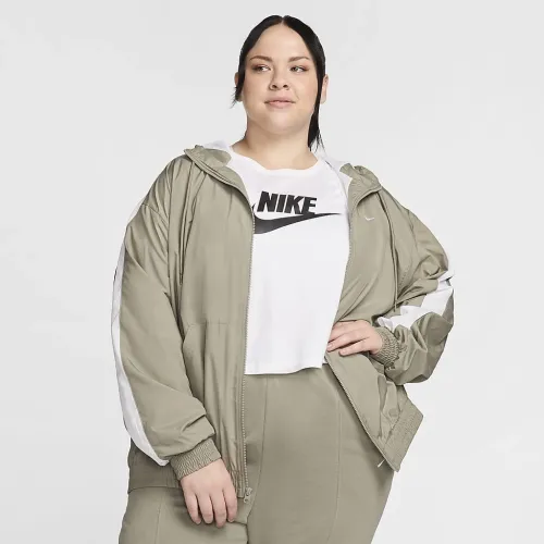 Nike Sportswear Classic Wovens женская Loose UV Hooded Куртка (большие размеры) цвет зеленый