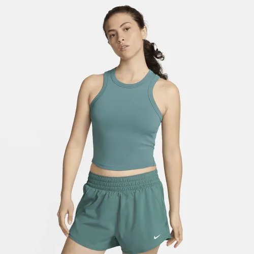 Nike One Fitted жіноча Dri-FIT Cropped Tank Top колір зелений