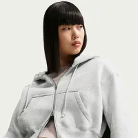 Nike Sportswear Phoenix Fleece жіноча Loose Full-Zip Cropped Толстовка з капюшоном колір сірий
