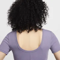 Nike Sportswear Chill Knit жіноча Tight Scoop-Back Short-Sleeve Mini-Rib Top колір фіолетовий