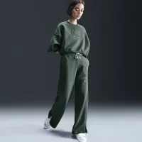 Nike Sportswear Phoenix Fleece женская С высокой Талией Wide-Leg Logo Pants цвет зеленый