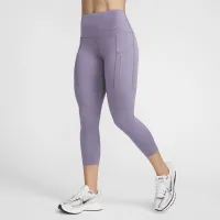 Nike Go женская Firm-Support С высокой Талией Cropped лосины с карманамицвет фиолетовый