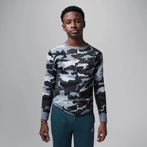 Nike Jordan Brooklyn Essentials Big детские Camo Long Sleeve Top цвет серый