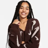 Nike Sportswear Phoenix Cozy Букле женская Loose Long Knit Cardigan цвет коричневый