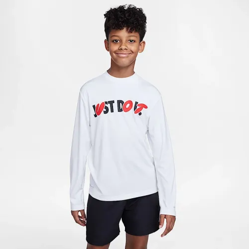 Nike Swim Hydroguard Big детские (для мальчиков) Dri-FIT Long-Sleeve Top цвет белый
