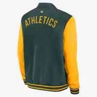 Athletics Authentic Collection Dugout мужские Nike MLB Full-Zip Bomber Куртка цвет зеленый