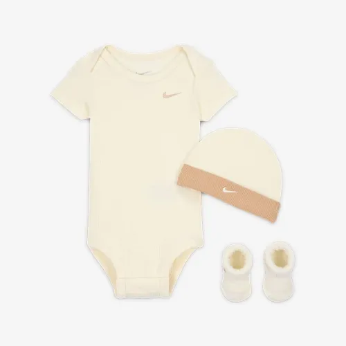 Nike Baby (6-12M) Waffle Knit Bodysuit 3-Piece набор цвет коричневый