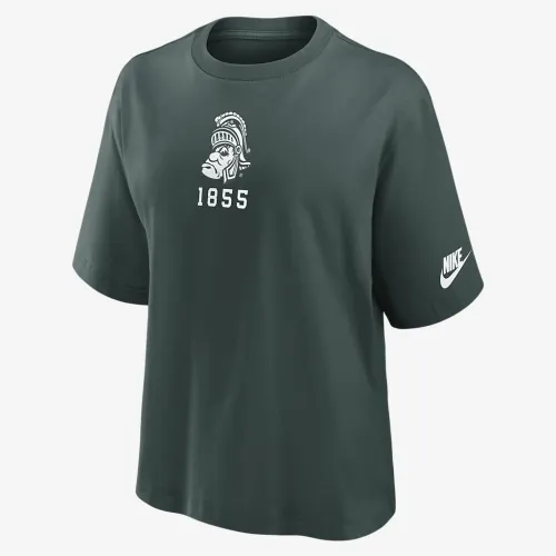 Michigan State Spartans Legacy Established Boxy жіноча Nike College футболка колір зелений