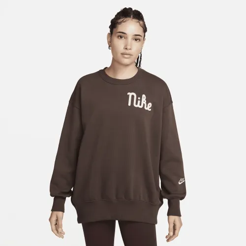Nike Sportswear Phoenix Fleece женская оверсайз Crew-Neck свитшот цвет коричневый