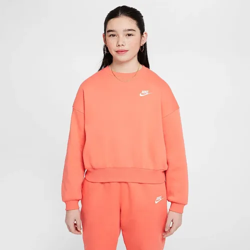 Nike Sportswear Club Fleece Girls' Boxy Crew-Neck світшот Orange
