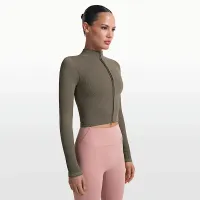 NikeSKIMS Ribbed Seamless женская Cropped Full-Zip Куртка цвет коричневый